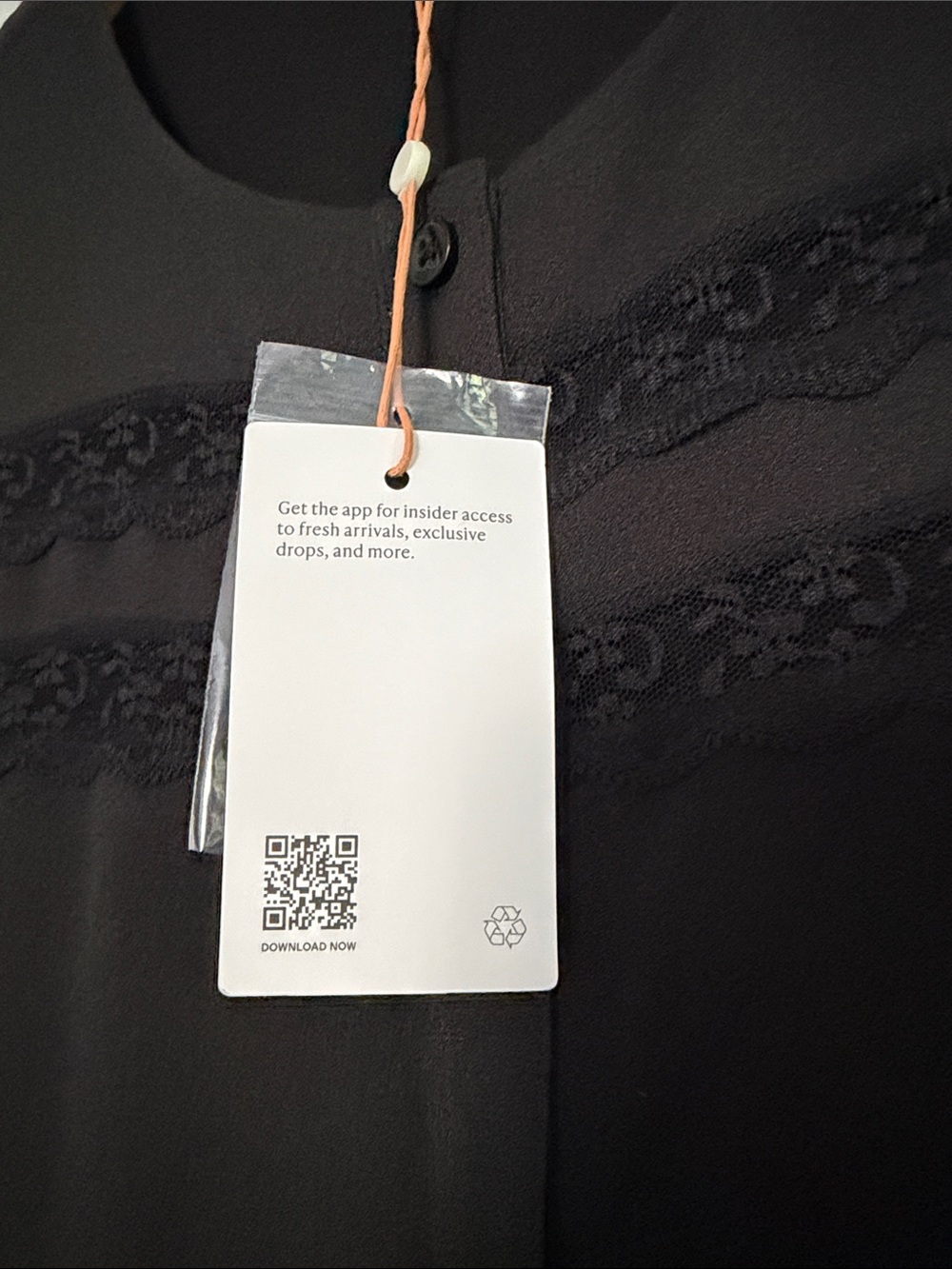 NWT Quince Lightweight Crepe Lace Inset Midi Dress Black Large NEW - Picture 5 of 13